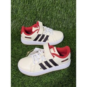 Adidas Grand Court Home Alone JR5622 Kids Size 12K White Red Hook Loop Shoes New